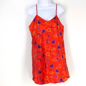 Vintage Red Heart Satin Nightie Babydoll Medium
